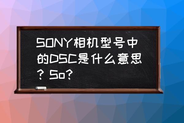 数码相机dsc什么意思 SONY相机型号中的DSC是什么意思？So？