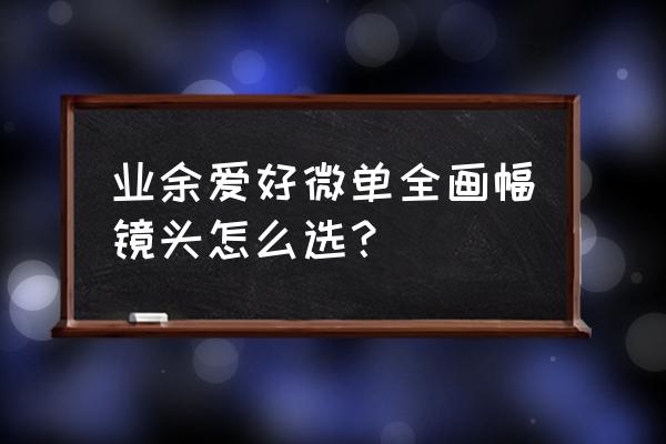 微单相机一般买哪种镜头 业余爱好微单全画幅镜头怎么选？