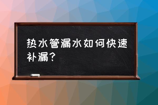 电热水器外部的热水管漏水怎么办 热水管漏水如何快速补漏？