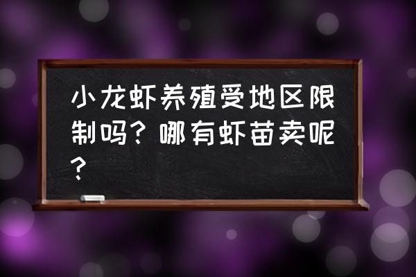 福州能否养殖小龙虾 小龙虾养殖受地区限制吗？哪有虾苗卖呢？