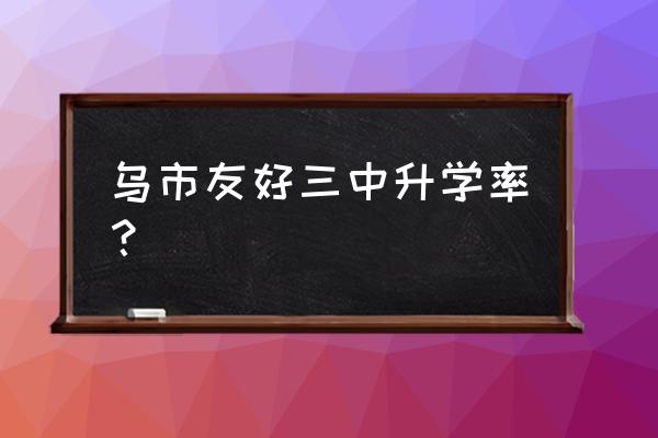 乌市友好三中排名第几 乌市友好三中升学率？