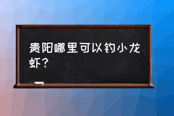 贵州哪里小龙虾 贵阳哪里可以钓小龙虾？