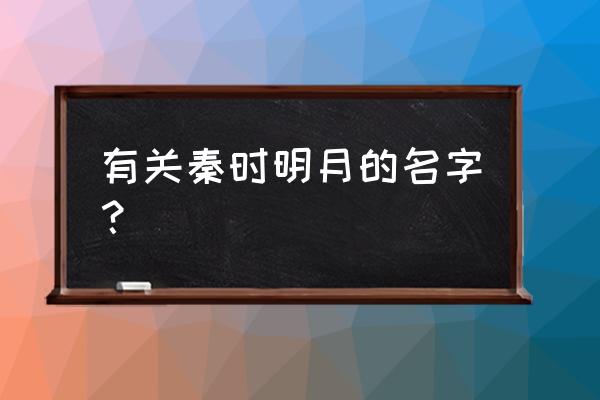 秦时明月游戏中怎么换名字 有关秦时明月的名字？