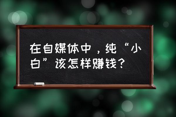 小白怎样拍才有钱赚 在自媒体中，纯“小白”该怎样赚钱？