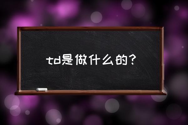 TD是啥 td是做什么的？